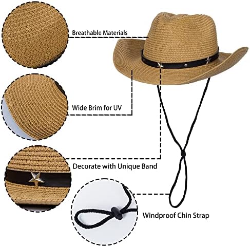 Slamnati kaubojski šešir za malu djecu šešir Zapadne kaubojske kaubojke ljetna kapa za sunčanje na plaži