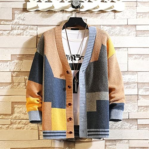 Ymosrh muška vodootporna jakna kontrastna boja džemper kardigan spajanje V-izrez džemper velike jakne za muškarce