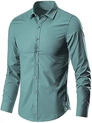 Wenkomg1 Spring Business Dress Shirt for Men Work Slim Fit T-Shirt the Office Tops Long Sleeve Button