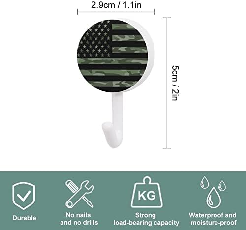 Zelena kamuflaža Američka zastava Zidne kuke Okrugle plastične kuke Izdržljive ljepljive kuke za kuhinju