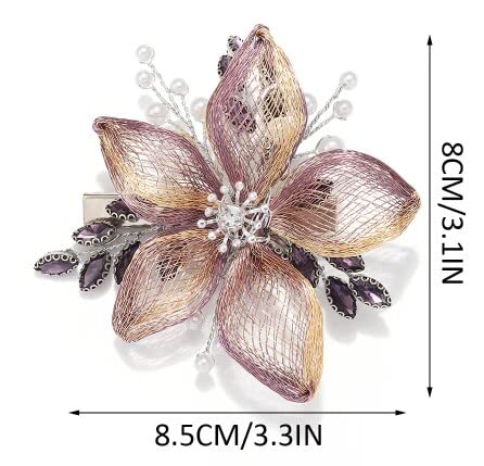 Catery Flower Bride Wedding Hair Clip barokni češalj za kosu ljubičasti vještački dijamant