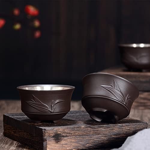 Gohq Yixing Zisha Set, ručno izrađena ljubičasta glina umetnuta sa srebrnim čajnim setom Tradicionalni