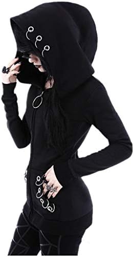 Ženska Gothic Hoodie jakna punk patentni zatvarač s kapuljačom s kapuljačom s kapuljačom s kapuljačom