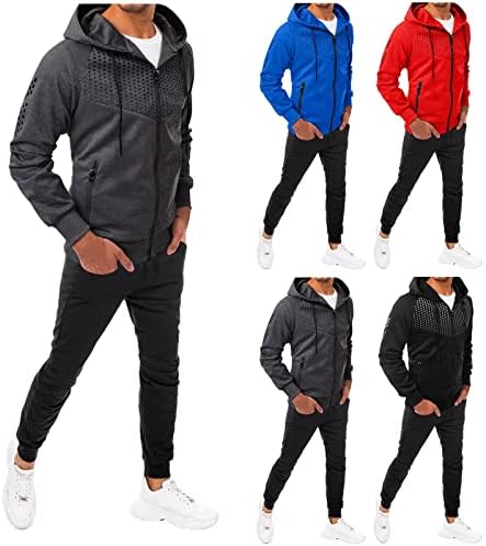 DXSBB TrackSuits Men Hoodie Set Zip Up Colorblock Sport Casual Fashion 2 komada Outfit Lagane