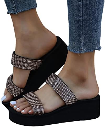Rhinestone Flatform Flip Flops za žene Modne klinove sandale Dvostruke kaiševe Ležerne dijapozitive