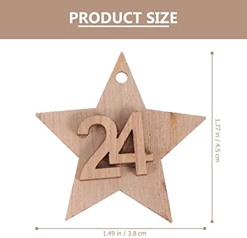 Happyyami 2 postavlja Božić Advent Kalendar brojevi drveni 1-24 Mini nedovršeni Drvo Star izrezi ukras sa kanapom konopac Oznake Oznake za DIY Crafting Božić drvo Home dekoracije