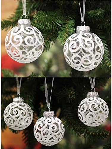 Sleetly Shatterproof Božić kugle ukrasi za drvo dekoracije, 3.15 sa trakom vješalice jasno bijele vrtložni