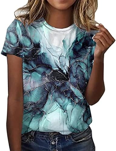 Adpan Womens svakodnevni ljetni print o vrat rezervoar na vrhu kratkih rukava majica Ležerne prilike labave majice