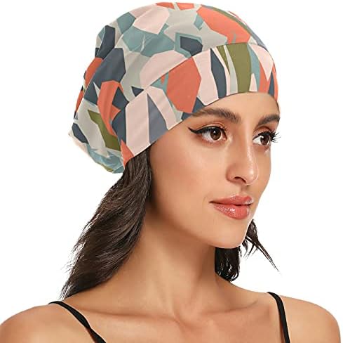 Kapa s lubanjem za spavanje Radni šešir Bonnet Beanies za žene cvjetni listovi cvijeće narančasta siva apstraktna kapa za spavanje Radni šešir za kosu noćne kape