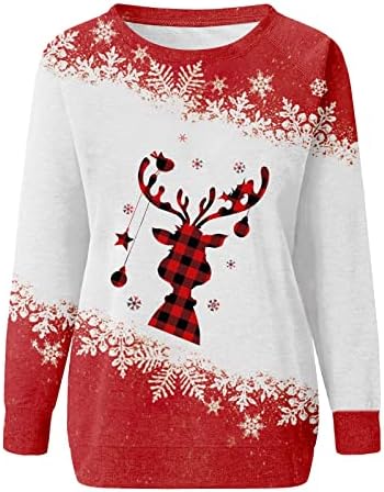Ženske božićne džempere Ležerne prilike modne printe na dugih rukava O-izrez Top Hoodies