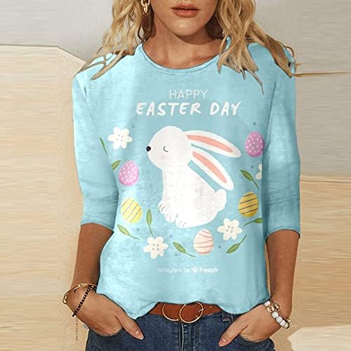 Crewneck Top Tshirt za žene 3/4 rukav pamučni cvijet grafički Kawaii životinjski zeko Kostimi Cosplay labavi