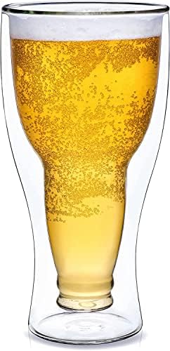 Dvostruki Zid Pivske Flaše U Obliku Stakla Za Piće - Izolovana Naopaka Čaša Za Pivo. Set od 2