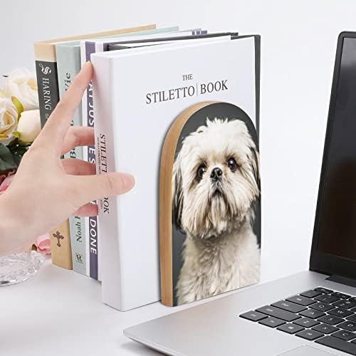 Shih Tzu slika pasa za kućne ljubimce Drvo ukrasni kraj knjige bez klizanja 1 par 7x5 inča