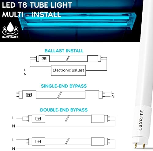 LUXRITE 30-pakovanje 3ft T8 LED cevno svetlo, Tip A+B, 12w=25W, 3 boje 3500K | 4000K | 5000K,