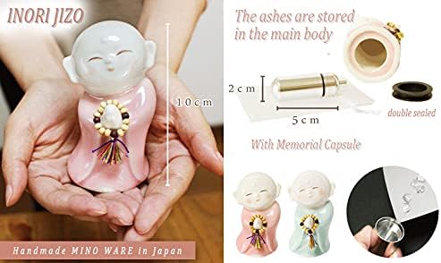 メモリアル 工房 響 Mini Jizo Inori Jizo Pink Jizo Urn Mino Wave Memorial Capsule Amulet Spomen-usluga postavljanjem