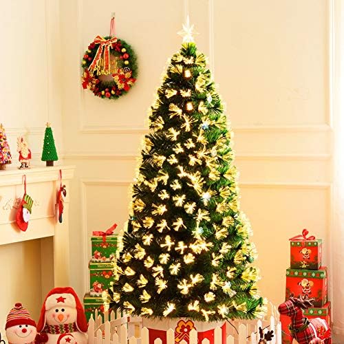 DLPY prethodno osvijetljeno optičko božićno drvca, zglobovi zlatni umjetni Xmas stablo višebojni svjetla