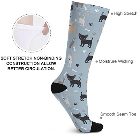 Funny Chihuahua Psi ispisana boja podudarajuća čarapa Atletska koljena visoke čarape za žene muškarci