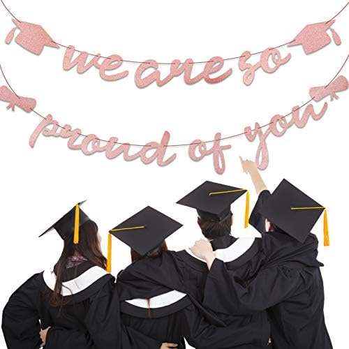 Konsait 2023 Diplomirani ukrasi za diplomiranje, Rose Gold Glittery Mi smo ponosni na vas baner
