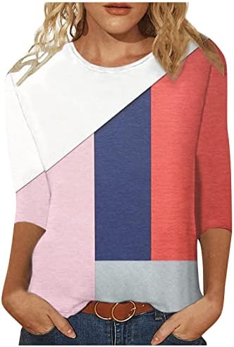 Žene 3/4 rukavski ljetni vrhovi Dressy Casual Loose Fit T majice Modna Crewneck Plus size Bluze