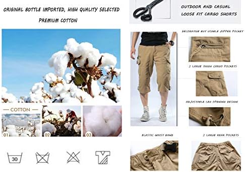Teretne kratke hlače Muške 3/4 kratke hlače ispod koljena pamučne ležerne kratke hlače sa više džepova sa više