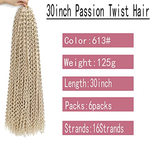 Passion Twist Hair 30Inch 6Packs vodeni talas Heklana kosa Prelooped duga plava strast Twist