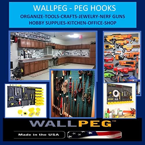WallPeg Garage Peg Board Kit - Crne Ploče Za Pegboard, Kante Za 12 Dijelova, Kuke-Peg Organizator Ploča