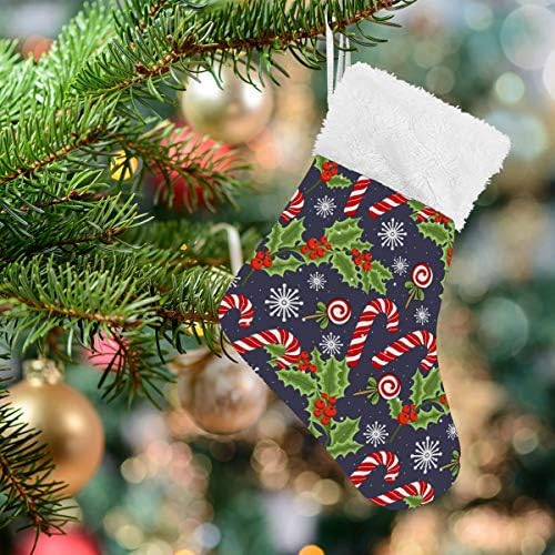 Alaza Božićne čarape Božićne snježne pahulje Holly Bobice Candy Cane Classic Personalizirani mali