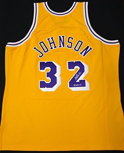 Magic Johnson autografirao je La Lakers Mitchell & Ness Autentični dres