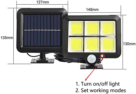 Aolyty Solarno svjetlo sa senzorom pokreta sa odvojenim panelom, 3 načina osvjetljenja, 120 Bright COB LED,