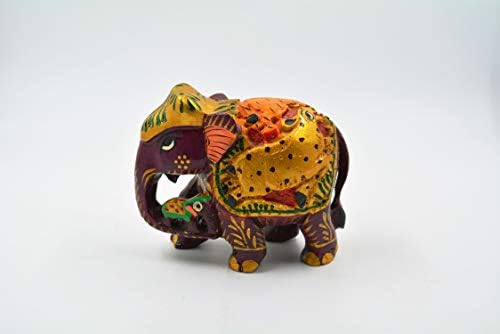 TAJ GALERIJA Drveni ručni oslikani slonov kućni dekor izgled - 4 kom set