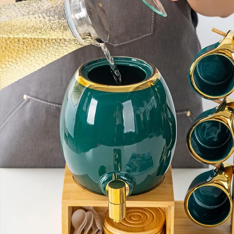 WDBBY NORDIC tamnozelena komercijalna čajnik za hladnu vodu sa slavinama keramičke kućne čaj za