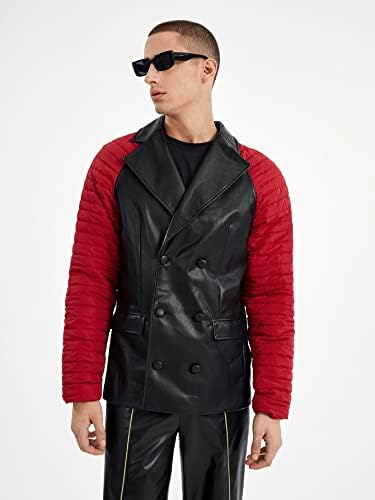 Oshho jakne za žene - muškarci kontrastni raglan rukav dvostruki prsa PU kožni kaput