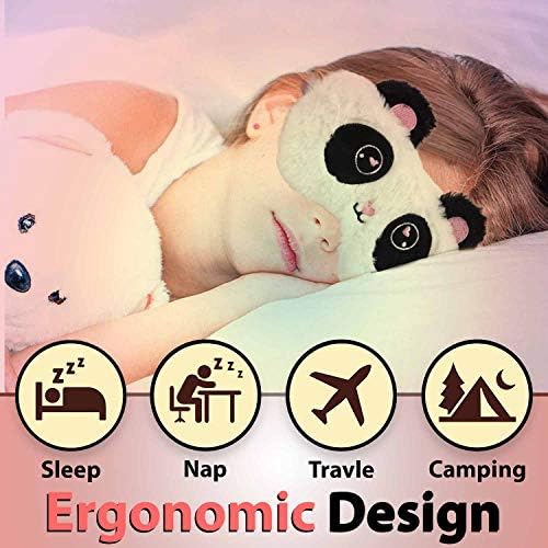 Yemiaju Kids maska ​​za spavanje, Panda, Koala Snug Fit, prozračan pamuk, ultra tanki podesivi kabelski očni