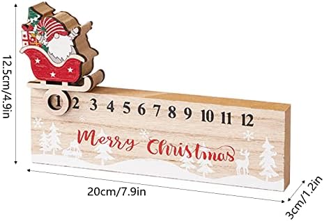 NEARTIME Božić ukrasi drveni mobilni kalendar ukrasi bez lica starac Božić odbrojavanje vrt gnome dekoracije