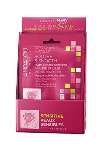 Andalou Naturals, 1000 ruže, Instant Soothe & amp; Smooth sheet Mask, single Face Mask, 0.6 oz,