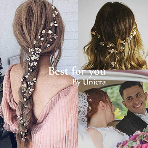 Unicra vjenčani list Hair Vine Bridal Pearl Headpiece Headbands Gold hair Accessories for Bridesmaids