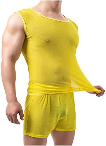 Muška mišićna majica bez rukava Termper Termper Torp mišića Pogledajte kroz bluzu Čvrsta boja