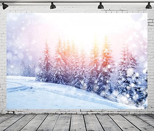 Loccor tkanina 9x6ft zimska pozadina lijepe pahulje planinski drveće prekriveno snijegom Sunce Zemlja