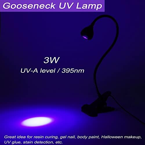 GREENIC Gooseneck UV lampa za nokte, 3w 395nm-405nm nadograđeno malo USB crno svjetlo, DC 5V Mini UV svjetlo