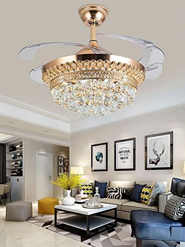 42-inčni nevidljivi kristalni stropni ventilator sa lampicama spavaća soba dnevni boravak Crystal