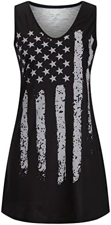 4. jula seksi haljina za žene labava Ležerna ljetna Mini haljina bez rukava s V izrezom američka zastava