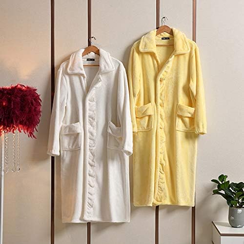 CUJUX žene meke toplo flanel ogrtač pidžame čvrste zgusnuti dugo ogrtač s džepovima Sleepwear jesen