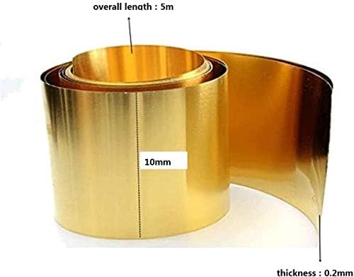 HUILUN Mesingani Lim H62 tanka ploča od lima od mesinga bakarnog lima za obradu metala, Debljina: 0. 2 mm Dužina: 5m, Širina: 10mm mesingane ploče