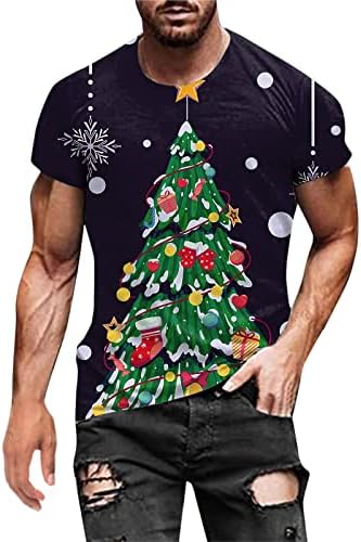 Wocachi božićne majice muške majice kratkih rukava, smiješni Xmas Santa Claus atletski trening