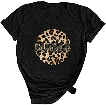 Žene vrhovi bejzbol mama Tee smiješna Leopard Grafička mama majica Majčin dan kratkih rukava ljetna majica