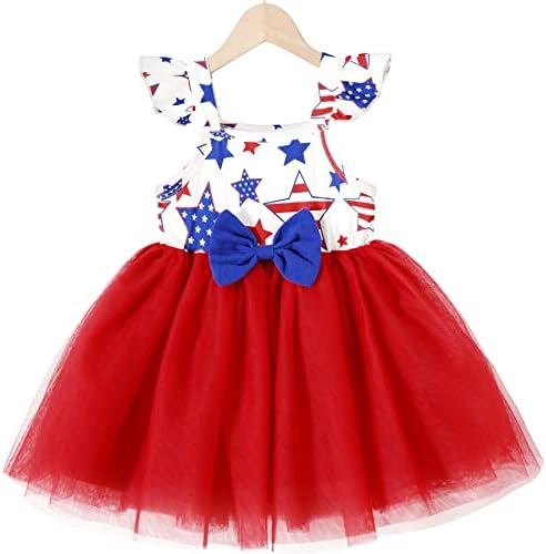 Mamami 2pcs Toddler Baby Girl 4. jula SAD Dress Haljina Američka zastava bez rukava Print Princess Tutu