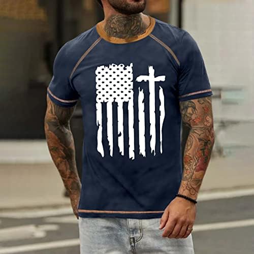 ZEFOTIM 4. srpnja za muškarce kratki rukav o vratu američke zastave Raglan majice Ljetne casual modne