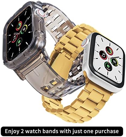 Binlun kompatibilan sa Apple Watch Band 38mm 40mm 41mm 42mm 44mm 45mm 2 paketi prozračne rupe TPU satove sa kamenca za odbojnik Metalni set od nehrđajućeg čelika za iWatch serije 8/7 / 5/4/3/2/1 / 1