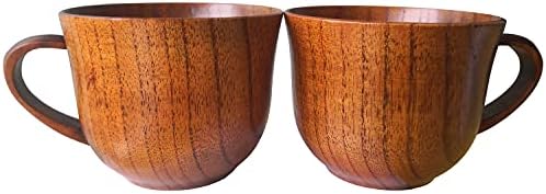 CTIGERS Drvene šalice kafe set od 2, elegantne ručno rađene drvene krigle, ekološki drveni šalice