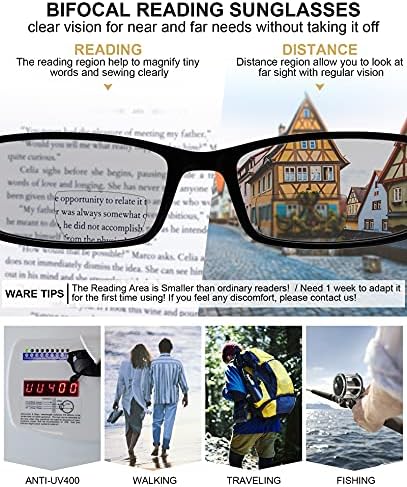 MARE AZZURO naočare za Čitanje 3 paketa za muškarce trendi velike čitaoce Bifokalne naočare za sunce
